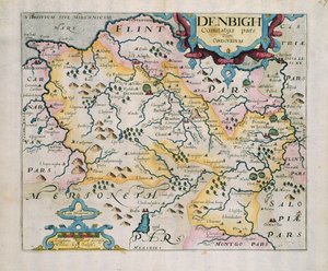 Kaart van Denbigh en Flint, uit 